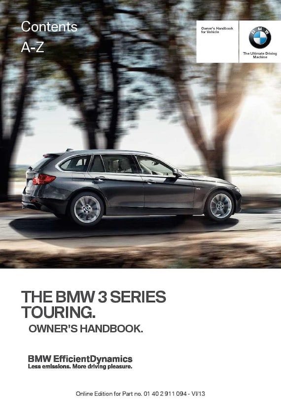 BMW 3 Series F31 Touring 2012-2019 Owners Manual English 
