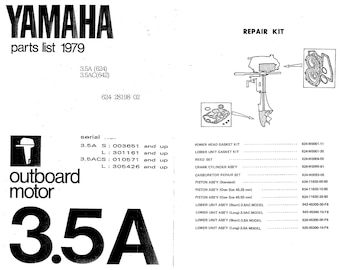 Yamaha - 3.5A 624 3.5AC 642 Outboard Motor Parts - Manual - Instruction Manual - User Guide