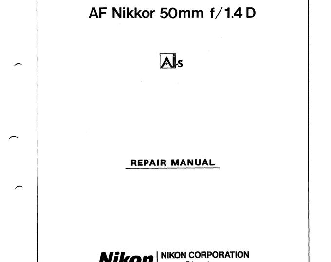 Nikon AF 50mm f1.4D - Service Manual - Repair Manual - Workshop Manual -  PDF Download