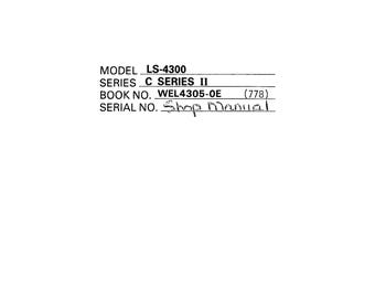 Linkbelt - Excavator LS-4300CII EX - Shop Manual - Workshop Manual - Service Manual - English