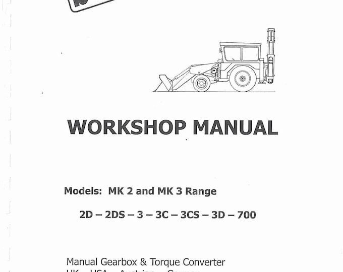 JCB Excavator Loader MK2 MK3 Workshop Manual (PDF Download)