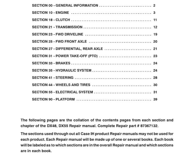 Case DX48, DX55 - Repair Manual - Service Manual (Pdf Download)