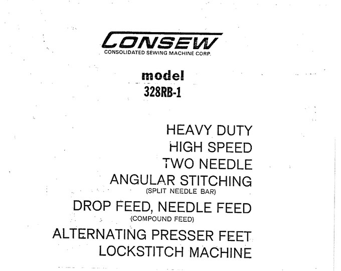 CONSEW 328RB Sewing Machine Instruction Manual - User Manual - Complete User Guide - English