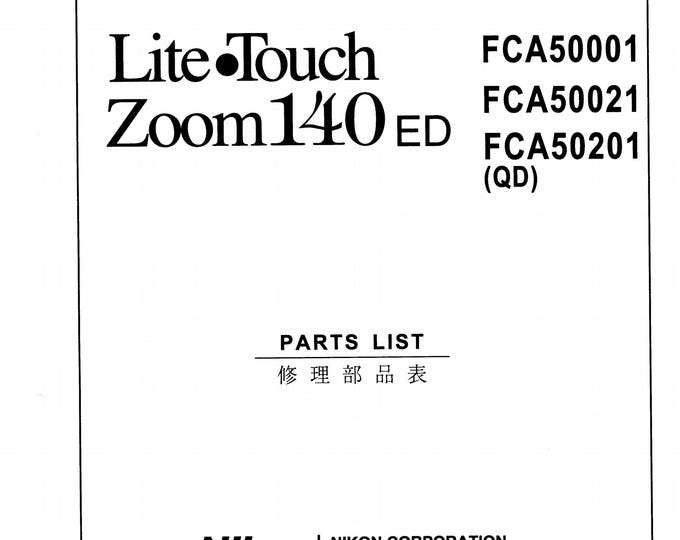 Nikon Lite Touch Zoom 140 Part List - Service Manual - Workshop Manual -  PDF Download