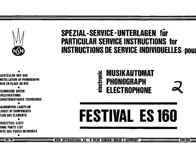 NSM - Festival ES 160 - Service Instructions - Service Programs - Parts List -Schematic- Service Manual - Instruction Manual - English