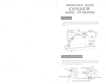 CONSEW 175 Sewing Machine Instruction Manual - User Manual - Complete User Guide - English