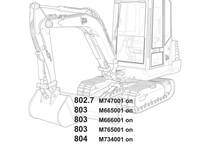 JCB 802.7 M747001 on -803 M665001 on - 803 M666001 on - 803 M765001 on - 804 M734001 on - Service Manual (PDF Download)