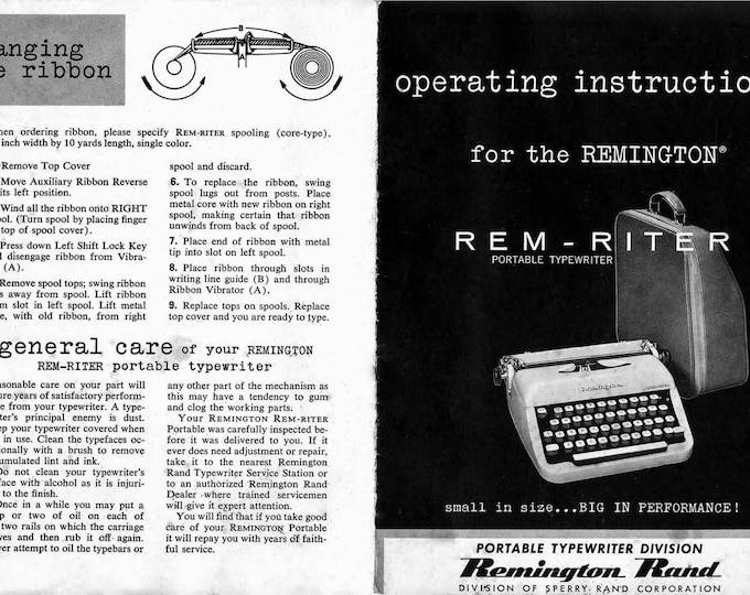 Rem-Riter portable Typewriter Instruction Manual - User Manual - Complete User Guide
