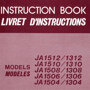 Janome Sewing Machine Instruction Manual: JA1504-JA1512, JA1304-JA1312 (PDF)
