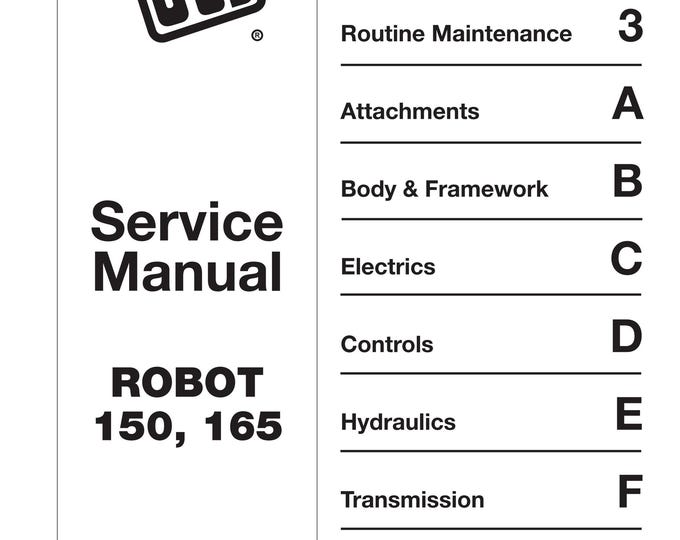 JCB ROBOT 150, 165 - 9803-8500  - Workshop Manual - Service Manual - Parts Manual - Owners Manual (PDF Download)