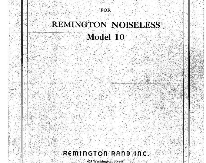 Remington Noiseless 10 Typewriter Instruction Manual - User Manual - Complete User Guide