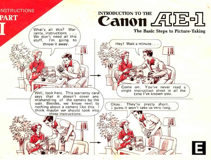 Canon AE-1 1970's Instruction Manual - User Manual - Complete User Guide - English