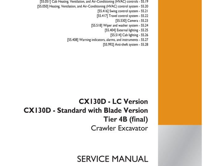 Case CX130D - LC Version - Standard with Blade Version 4B Crawler Dozer - Cab controls - 512 - Repair Manual- Service Manual (Pdf Download)