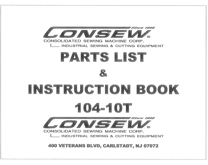CONSEW 104-10T Sewing Machine Instruction Manual - User Manual - Complete User Guide - English