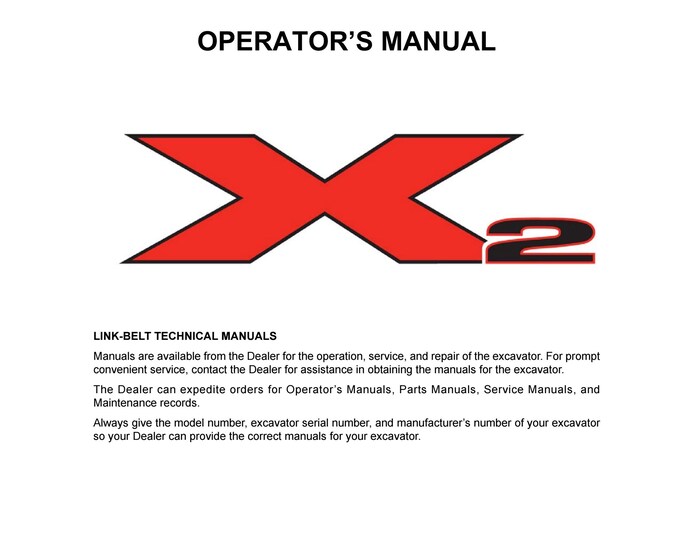 Linkbelt 130 X2 LC Excavator parts manual - Operation Manual - Workshop Manual  (PDF Download)