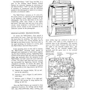 Seeburg - HD-3WA - Wall O Matic - Service Manual - Instruction Manual -  Wiring Diagram - Schematic - Operation Manual - Parts List