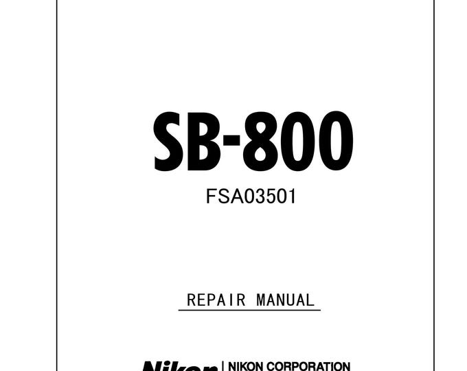 Nikon SB-800 - Service Manual - Workshop Manual -  PDF Download