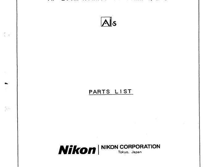 Nikon AF 35-70mm f2.8D -  Service Manual - Repair Manual - Workshop Manual -  PDF Download
