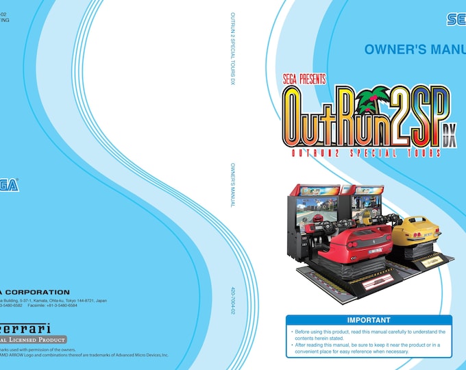SEGA - Out Run 2 SP (DLX)  - Service Manual - Parts Manual - Owner manual -  Pdf Download