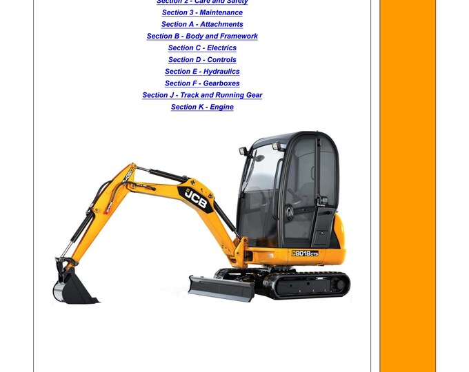 JCB 8014, 8016, 8018, 8020 - 9803-9350 - Workshop Manual - Service Manual - Parts Manual - Owners Manual