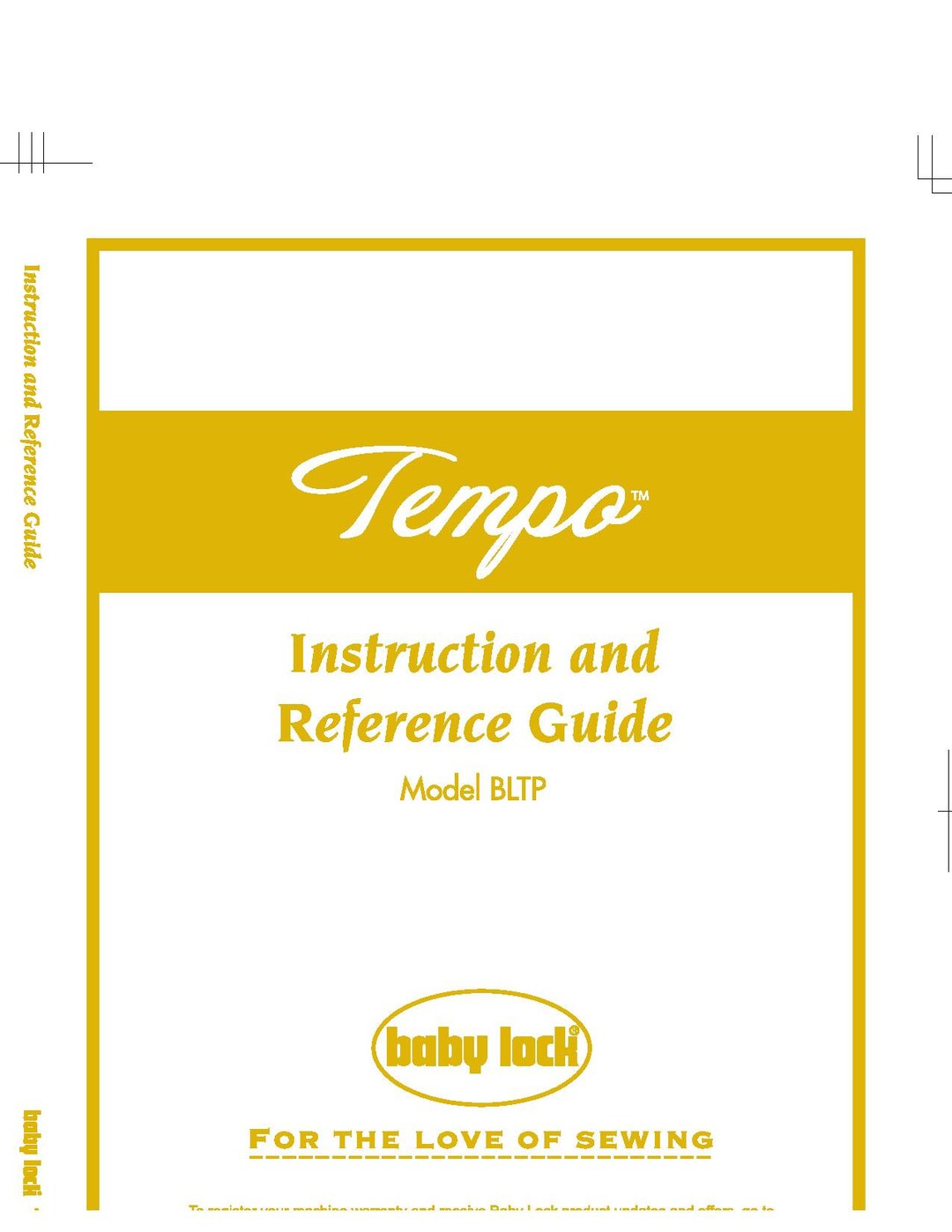 Baby Lock Tempo BLTP Sewing Machine Instruction Manual User Manual