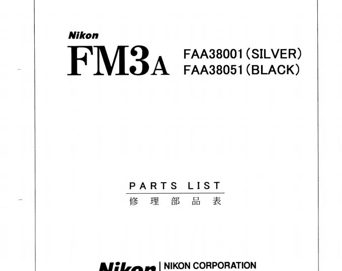 Nikon FM3A repair manual - Service Manual - Workshop Manual -  PDF Download