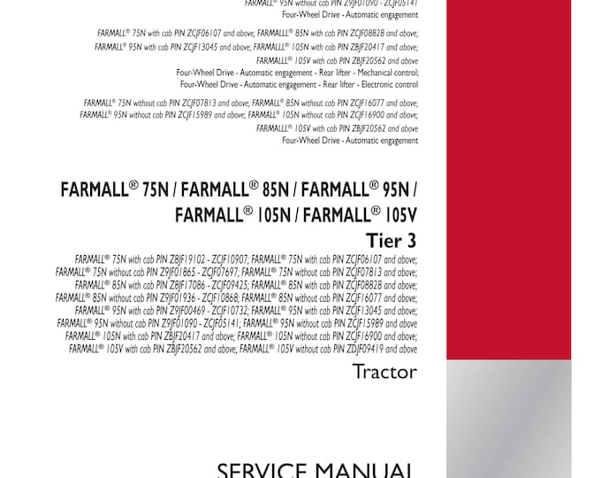 Case Farmall 75N - Farmall 85N - Farmall 95N - Farmall 105N - Farmall 105V Tier 3 - Repair Manual - Service Manual-(Pdf Download)