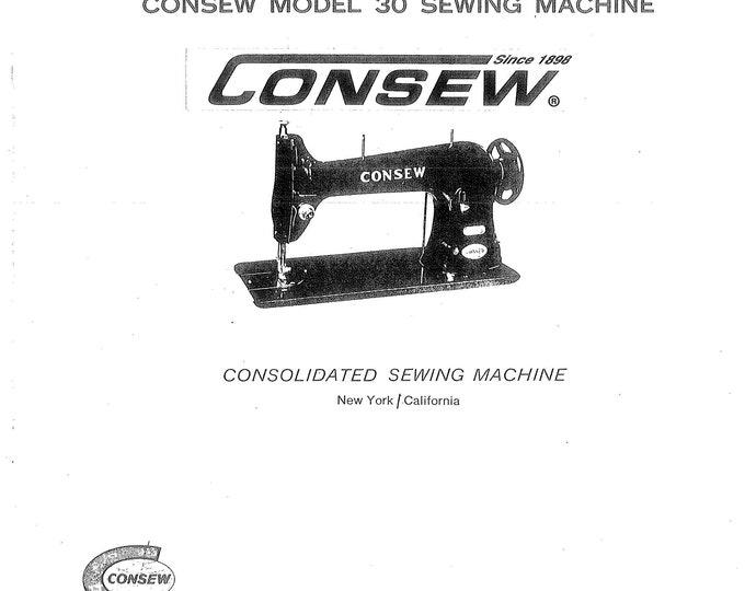 CONSEW 30 Sewing Machine Instruction Manual - User Manual - Complete User Guide - English