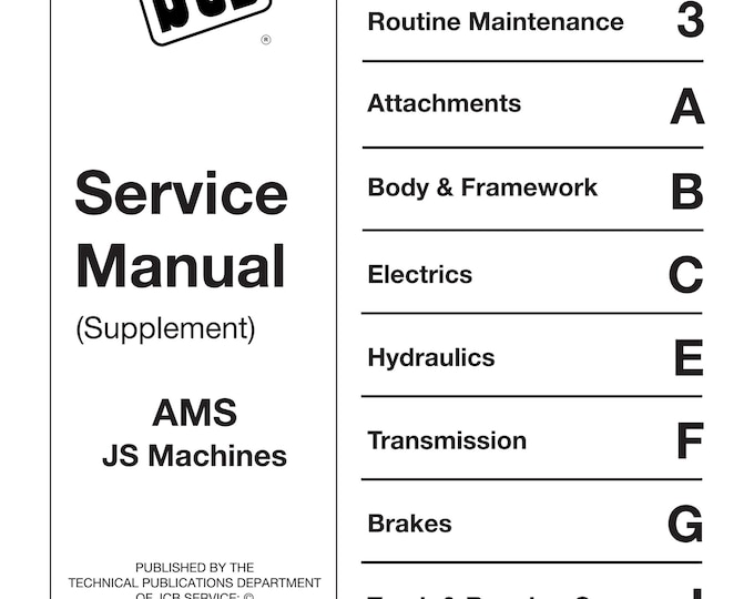 JCB AMS Js Machines - 9803-6450 - Workshop Manual - Service Manual - Parts Manual - Owners Manual (PDF Download)