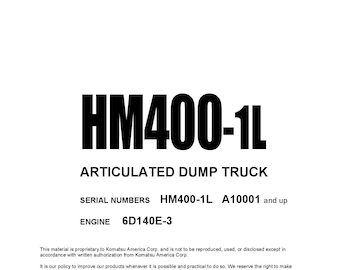 Komatsu HM400-1L Ramstyrd dumper Bruksanvisning och underhållsmanual - Engelska