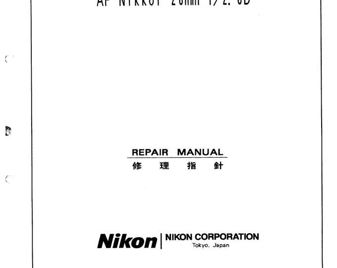 Nikon AF 28mm f2.8D - Service Manual - Repair Manual - Workshop Manual -  PDF Download