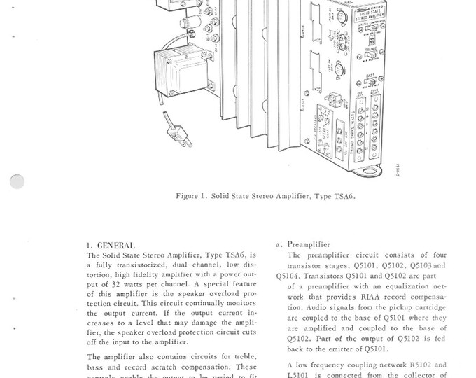 Seeburg TSA6  - Operating Instructions- Service Manual - Instruction Manual -  Wiring Diagram - Schematic - Operation Manual