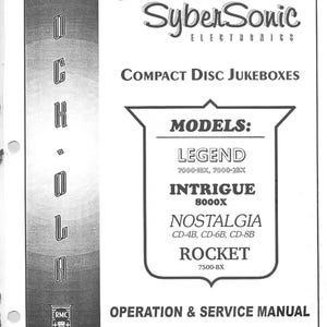 Rock-Ola - Cd Jukeboxes - Service Manual - Instruction Manual -  Wiring Diagram - Schematic - Operation Manual - Parts List