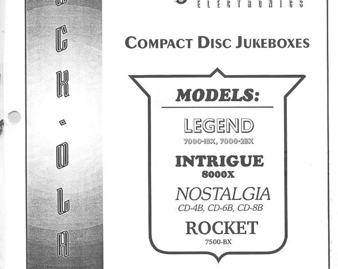 Rock-Ola - Cd Jukeboxes - Service Manual - Instruction Manual -  Wiring Diagram - Schematic - Operation Manual - Parts List