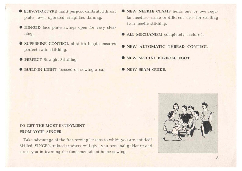 Singer 401 401A Slantomatic Sewing Machine Instruction Manual User