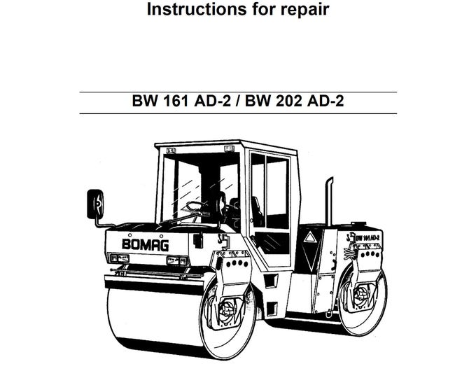 Bomag BW161AD-2 Tandem Vibratory Roller Instruction Repair 00819364.i02 - English  (Pdf Download)