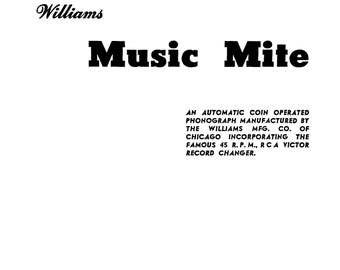 Williams - Music Mite - RCA VICTOR RP-168 Series Service Manual - Instructions - User Manual - English