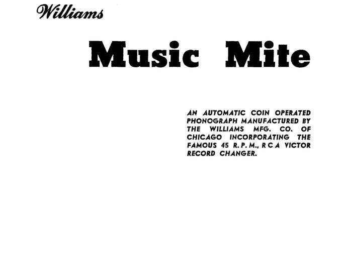 Williams - Music Mite - RCA VICTOR RP-168 Series Service Manual - Instructions - User Manual - English