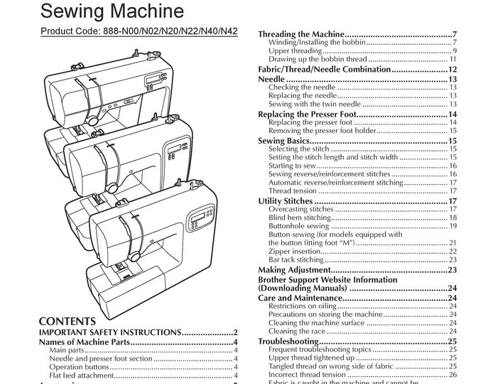 Brother CS5055 Sewing Machine Instruction Manual - User Manual - Complete User Guide