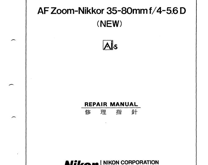 Nikon AF 35-80mm f4-5.6D -  Service Manual - Repair Manual - Workshop Manual -  PDF Download