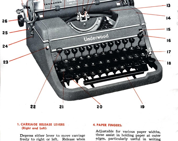 Underwood Champion Universal Typewriter Instruction Manual - User Manual - Complete User Guide