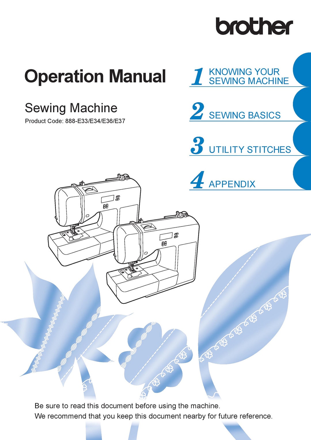 Brother CE1125PRW Sewing Machine Instruction Manual User Manual