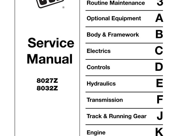 JCB 8027Z 8032Z - 9803-9300 - Workshop Manual - Service Manual - Parts Manual - Owners Manual (PDF Download)