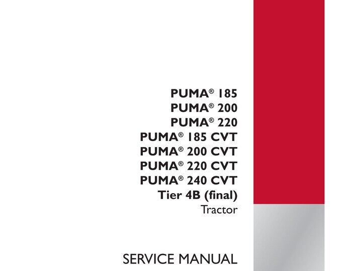 Case Puma 185 Puma 200 Puma 220 Puma 185 Cvt Puma 200 Cvt Puma 220 Cvt Puma 240 Cvt Tier 4B -Hydraulic systems-Repair Manual (Pdf Download)