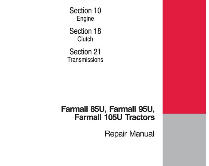 Case  Farmall 85U Farmall 95U, Farmall 105U Tractors -  Repair manual- Shop Manual (Pdf Download)