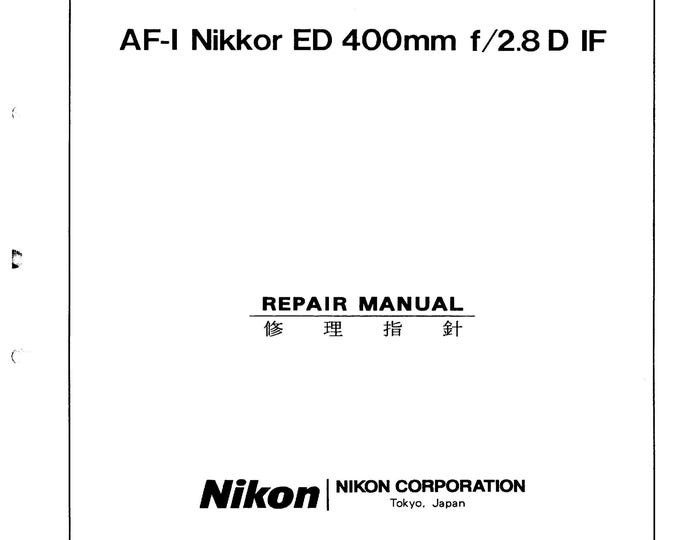 Nikon AF-I 400mm f2.8D - Service Manual - Repair Manual - Workshop Manual -  PDF Download