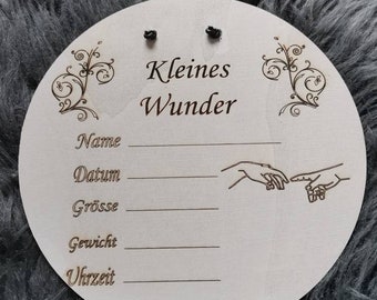 Birth sign, name plate personalized, room door sign laser engraving wood baby, gift, child