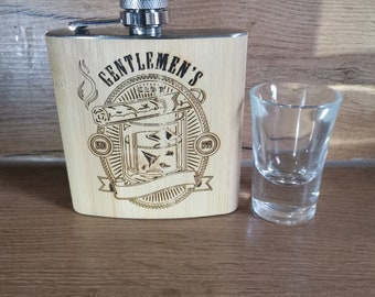 Hip flask personalized wood, Christmas, wedding, football, friends, girlfriend, gift, Father's Day.