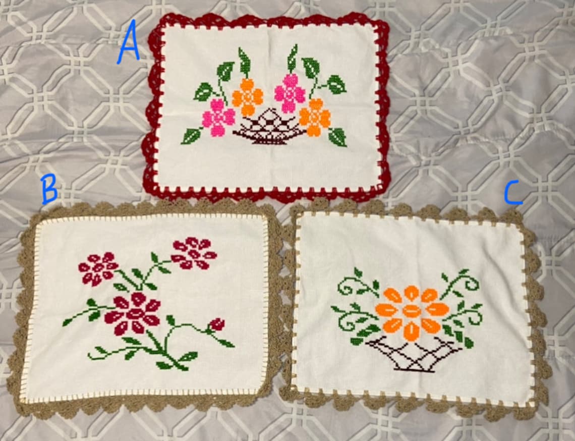 Embroidered Table Cloth, Cervilletas Para Tortilla, Mexican Embroidered ...