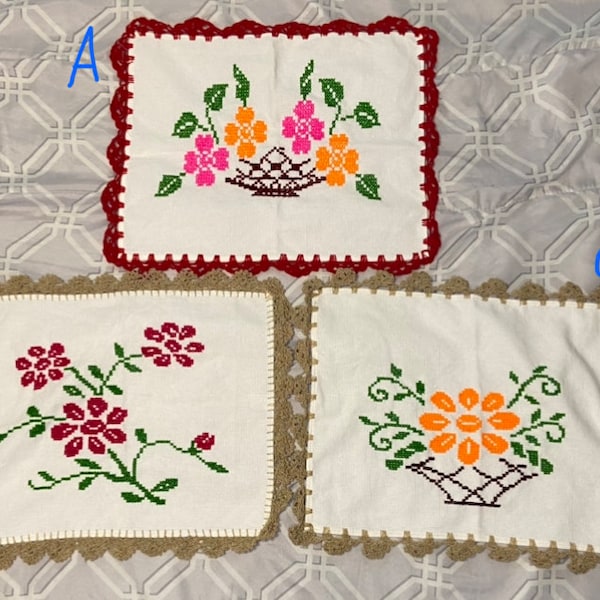 Nappe brodée, Cervilletas para tortilla, Serviette en lin brodée mexicaine, Servilletas bordadas a mano, Servilleta cosidas a mano